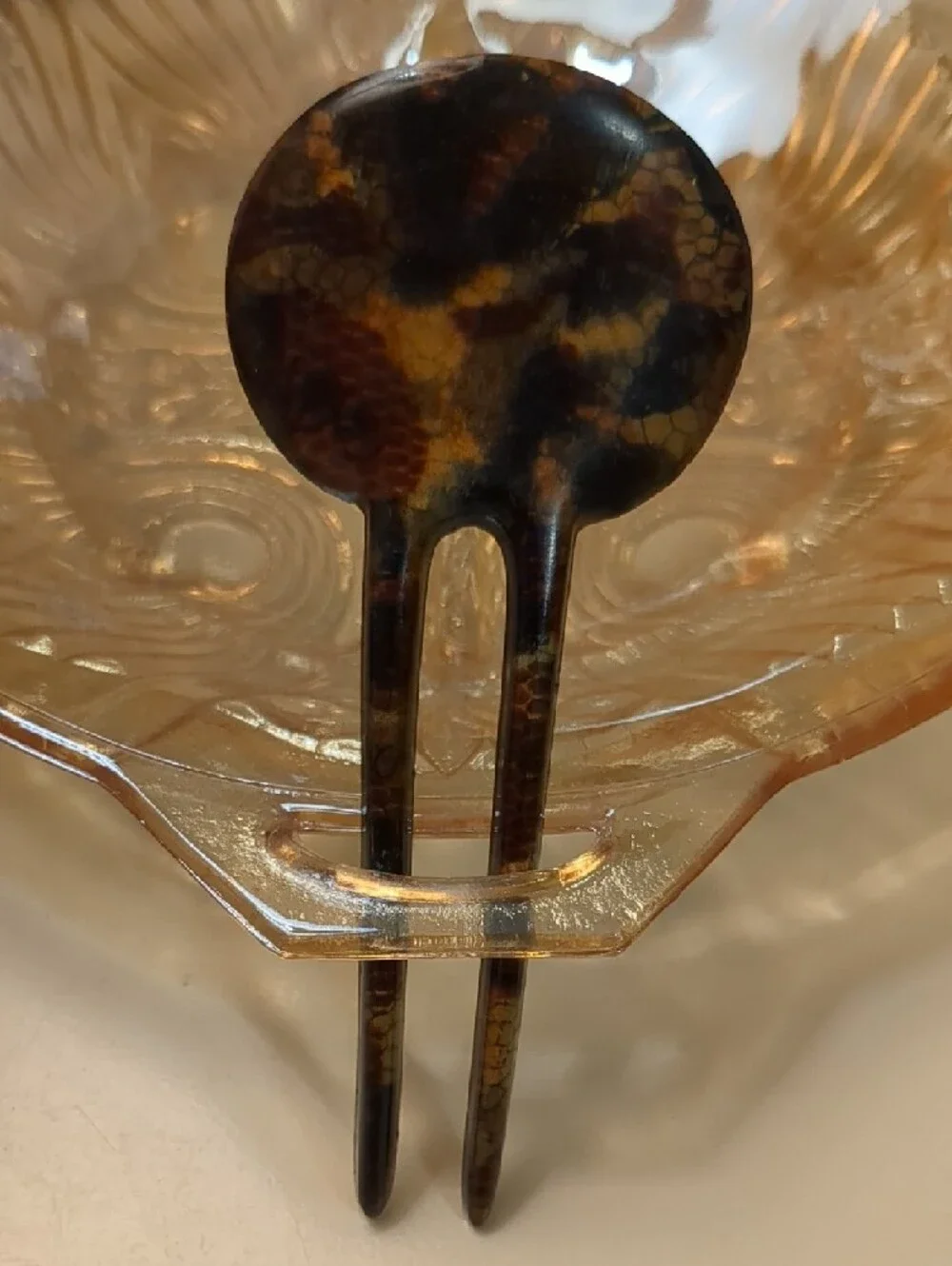 Vintage Tortoise Shell Hair Fork Black Brown Decorative Comb
